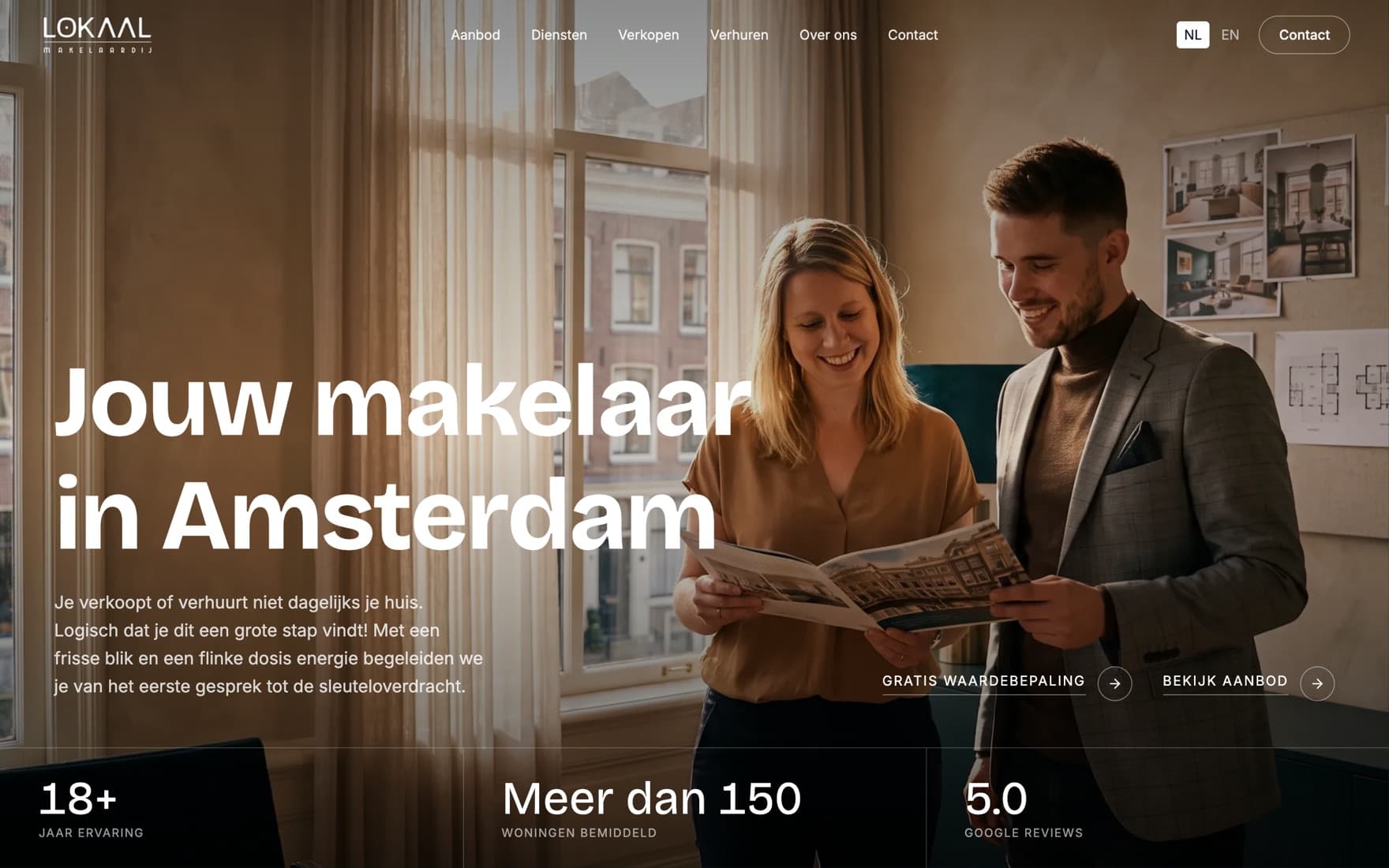 Screenshot: Lokaal Makelaardij, nieuwe homepage