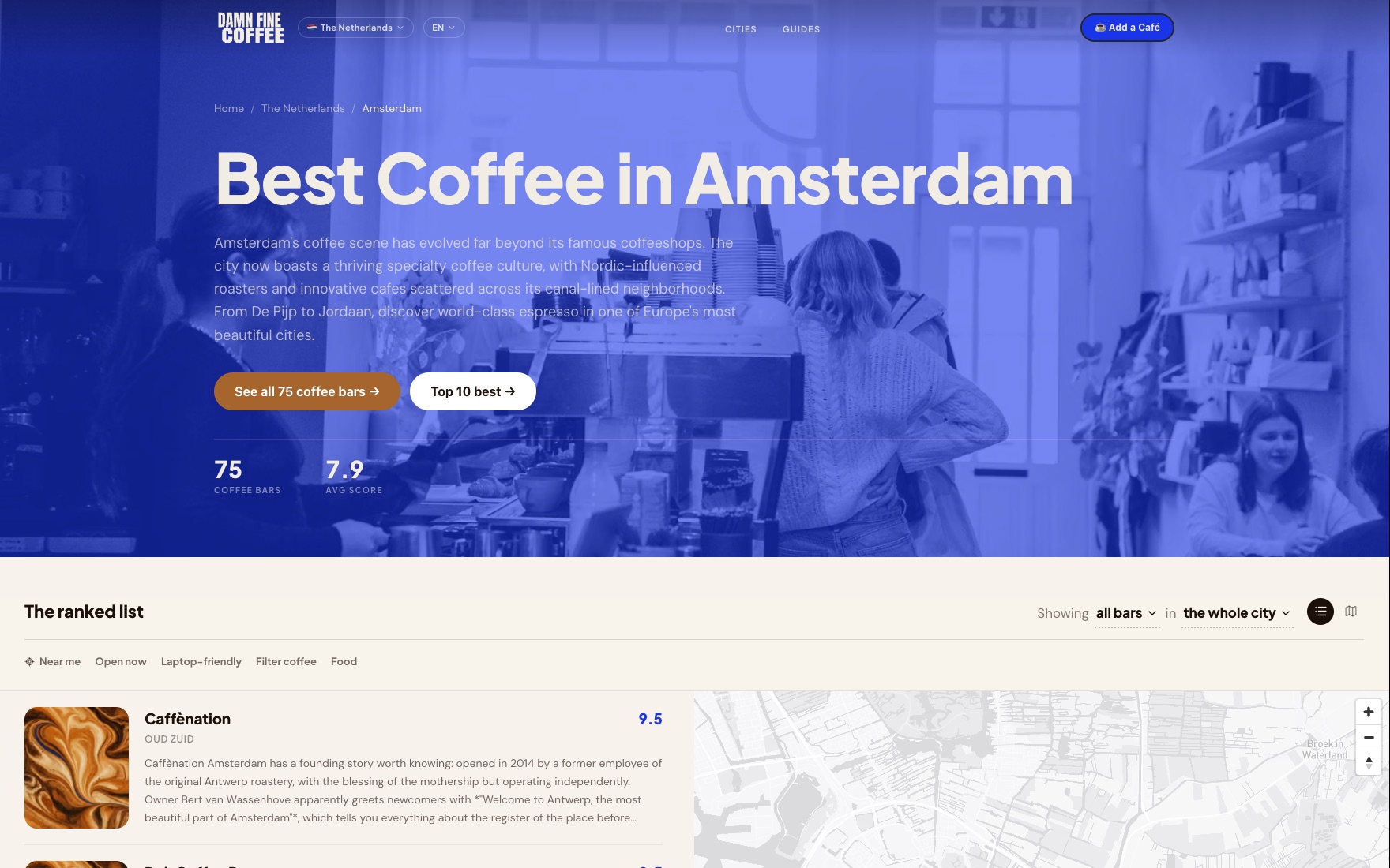 Stadsgids van Amsterdam in Damn Fine Coffee